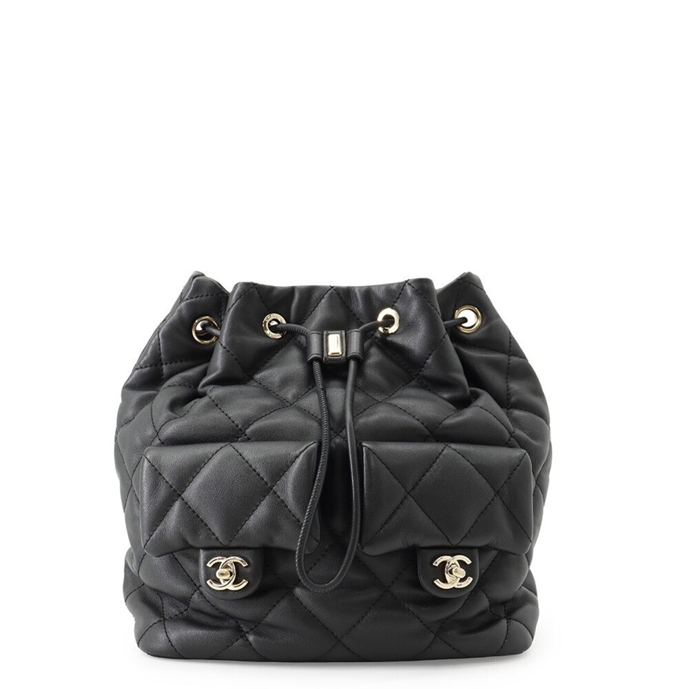 Chanel backpack, Coco Mark, Matelassé drawstring, double pocket, calfskin, AS...